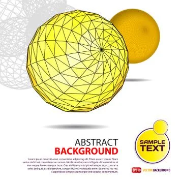 Abstract background with yellow polygonal sphere with space for Illustrazione stock