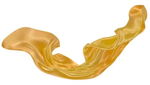Abstract background of yellow wavy silk or satin. 3d rendering image. Stock Illustration