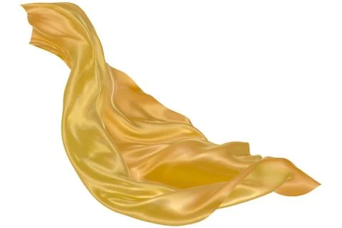 Abstract background of yellow wavy silk or satin. 3d rendering image. Stock Illustration