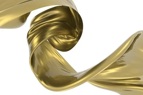 Abstract background of yellow wavy silk or satin. 3d rendering image. Stock Illustration