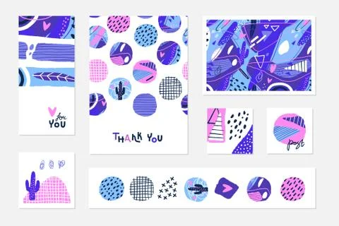 Abstract backgrounds for cards, bookmarks, invitations and covers. Modern hand Stock Illustration