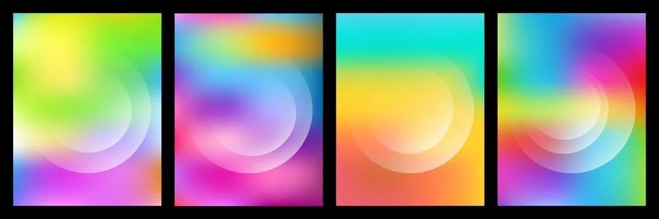 Abstract backgrounds featuring smooth, vibrant, multi-colored gradients Stock Illustration