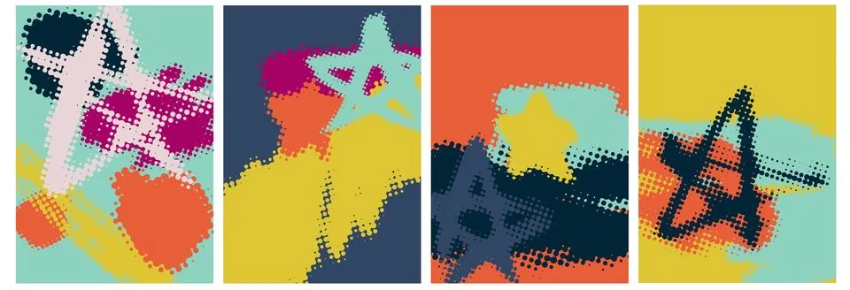 Abstract backgrounds with halftone stars, elements, template, artistic cove.. Stock Illustration