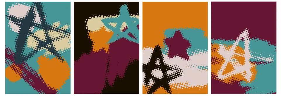 Abstract backgrounds with halftone stars, elements, template, artistic cove.. Stock Illustration