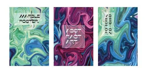 Abstract backgrounds. Marble banners, liquid acrylic fluid poster design for Stock Illustration