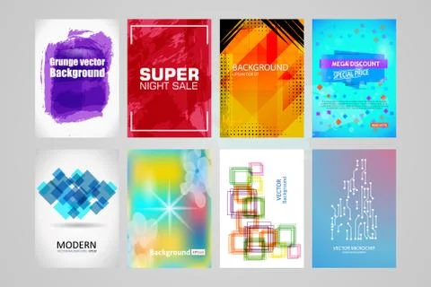 Abstract Backgrounds Set. A4 Title Sheet Template Stock Illustration