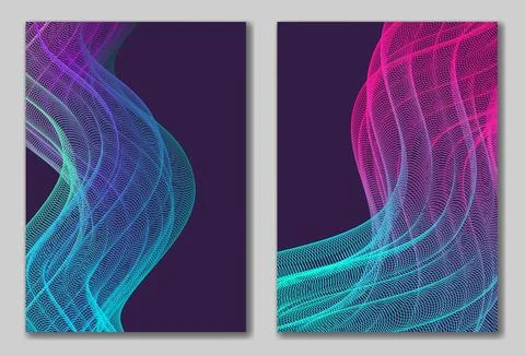 Abstract backgrounds set with vertical wavy line Stock Illustration