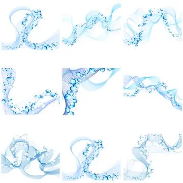 Abstract backgrounds set in water wave style Stock Illustration