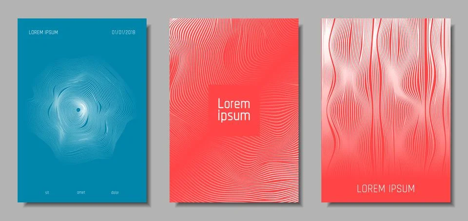 Abstract Backgrounds with Wave Lines. Stock Illustration