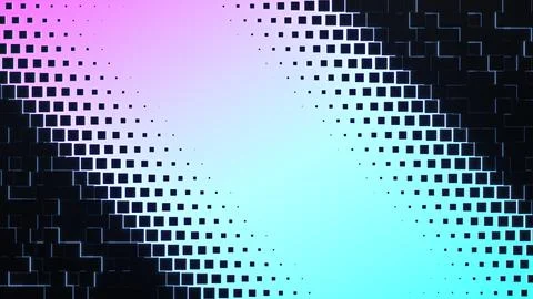Abstract backround. Black cubes with glowing neon edges. Glowing gradient Stock Illustration
