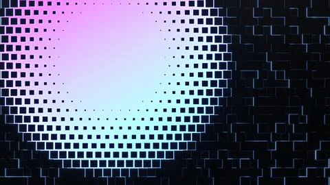 Abstract backround. Black cubes with glowing neon edges. Glowing gradient Stock Illustration