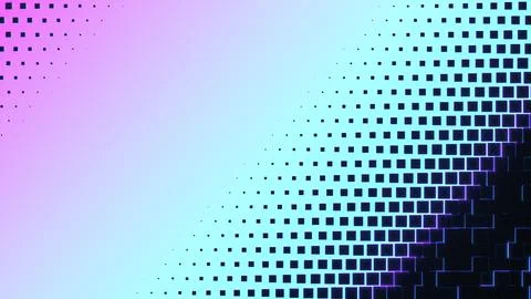 Abstract backround. Black cubes with glowing neon edges. Glowing gradient Stock Illustration