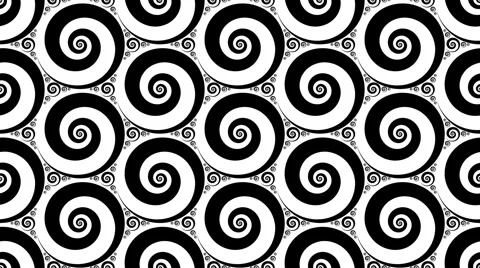 Abstract backround with spinning black and white hypnotic spirals loop in HD Stock Footage 5165028