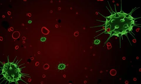 Abstract bacteria or virus cell in spherical shape with long antennas. Corona Stock Illustration
