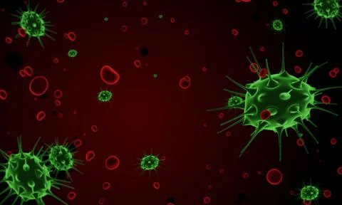 Abstract bacteria or virus cell in spherical shape with long antennas. Corona Stock Illustration