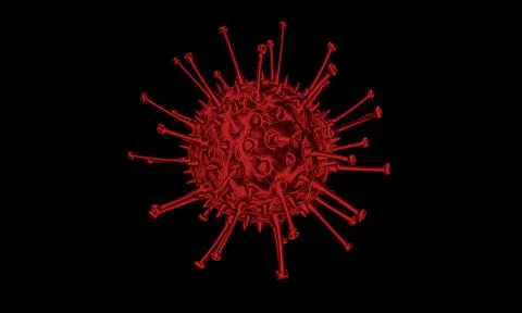 Abstract bacteria or virus cell in spherical shape with long antennas. Corona Stock Illustration