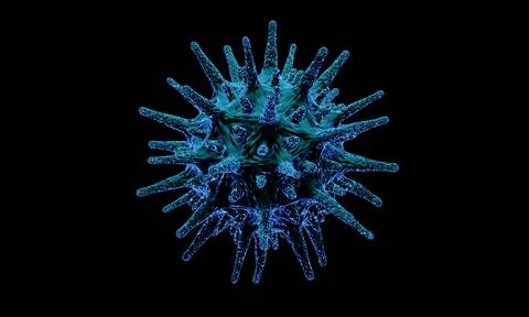 Abstract bacteria or virus cell in spherical shape with long antennas. Corona Stock Illustration