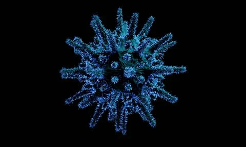 Abstract bacteria or virus cell in spherical shape with long antennas. Corona Stock Illustration