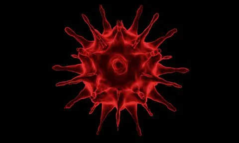 Abstract bacteria or virus cell in spherical shape with long antennas. Corona Stock Illustration