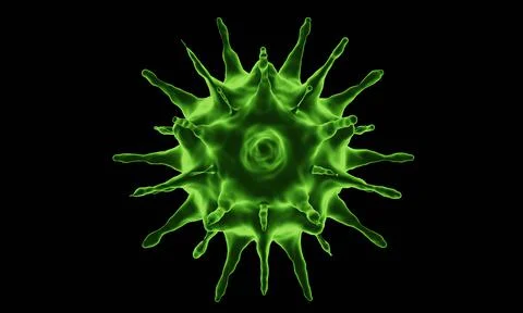 Abstract bacteria or virus cell in spherical shape with long antennas. Corona Stock Illustration
