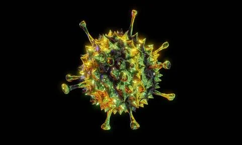 Abstract bacteria or virus cell in spherical shape with long antennas. Corona Stock Illustration