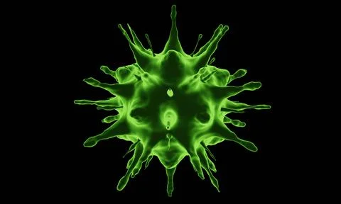 Abstract bacteria or virus cell in spherical shape with long antennas. Coro.. Illustrazione stock