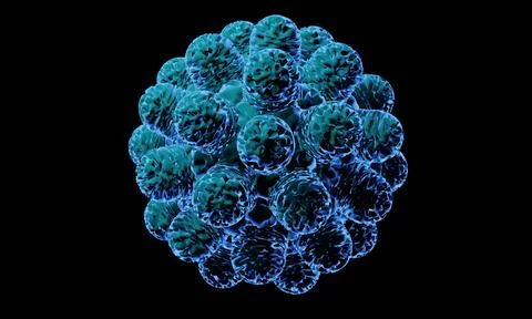 Abstract bacteria or virus cell in spherical shape with long antennas. Coro.. Illustrazione stock