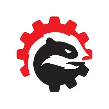 Abstract Badger head gear work vector logo brand identity icon Stock Illustration