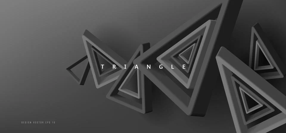 Abstract balck Triangle Background. 3D abstract geometric composition Stock Illustration