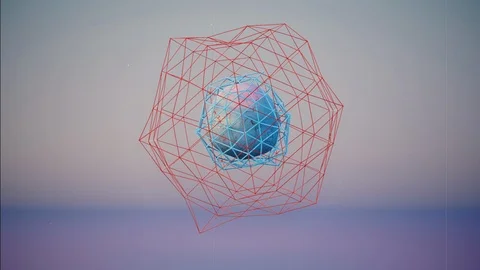 Abstract Ball and Wire Cage Distortion Pulsating Stock Footage 87330302
