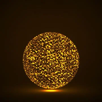 Abstract ball with glowing particles, circle with chaotic points, abstract neon Stock-Illustration