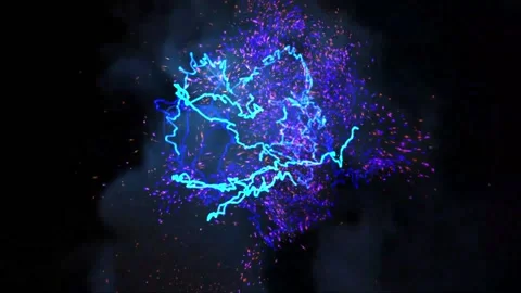 Abstract ball lightning emits multicolored sparks against a black background. Stock-Footage 168340408