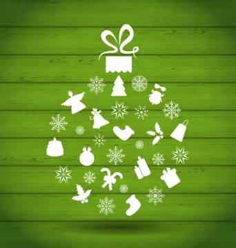 Abstract ball made in christmas elements, wooden texture Stock Illustration