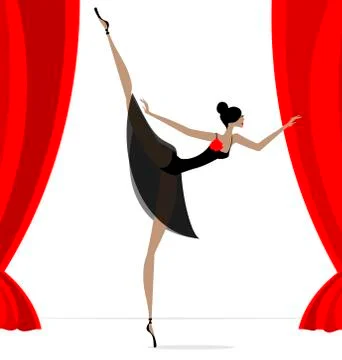 Abstract ballet dancer in black Stock Illustration