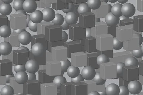 Abstract Balls and Cubes 3D Illustration Stock Illustration