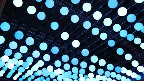 Abstract balls move chaotically. glowing balls flash in different colors Stock Footage 139961474