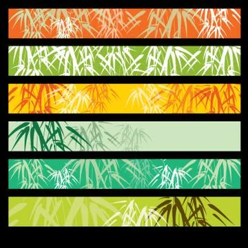 Abstract bamboo  web banner set Stock Illustration