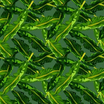Abstract banana leaf seamless pattern. Camouflage background of tropical leav Illustrazione stock