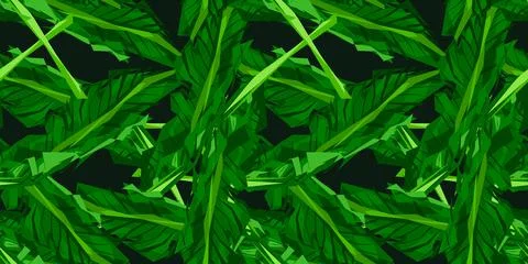 Abstract banana leaf seamless pattern. Camouflage background of tropical leav Illustrazione stock