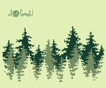 Abstract banner of coniferous forest. Stock Illustration