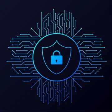 Abstract banner. Cyber security in 3d style. Communication technology. Database Illustrazione stock