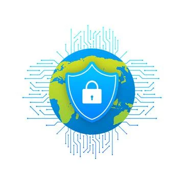 Abstract banner. Cyber security in 3d style. Communication technology. Database Stock Illustration