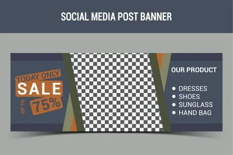 Abstract banner design for ads, banner fashion sale for social media, Stock Illustration