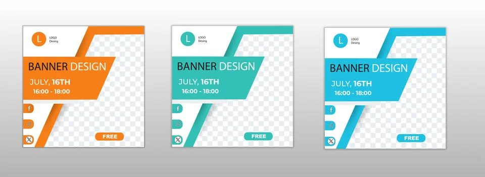 Abstract banner design web template Set, Horizontal header web banner. Stock Illustration
