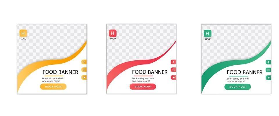 Abstract banner design web template Set, Horizontal header web banner. Social Stock Illustration