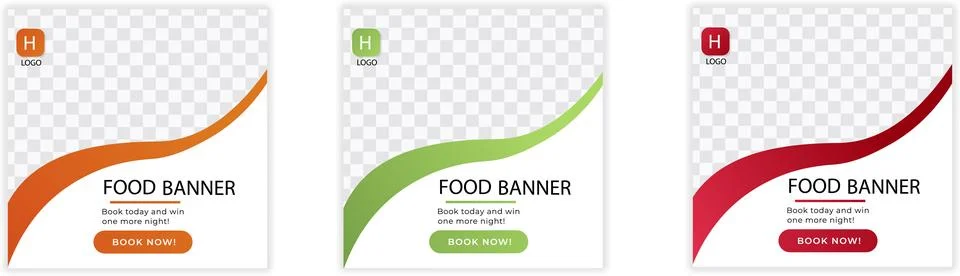 Abstract banner design web template Set, Horizontal header web banner. Social Stock Illustration