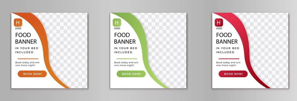 Abstract banner design web template Set, Horizontal header web banner. Social Stock Illustration