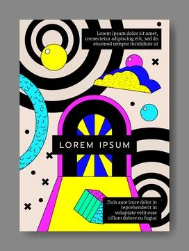 Abstract banner. Psychedelic card. Crazy universe. Geometric shapes. Concen.. Stock Illustration