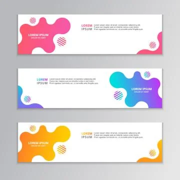 Abstract Banner Template, Modern Design Background, Dynamic Fluid Gradient Stock Illustration