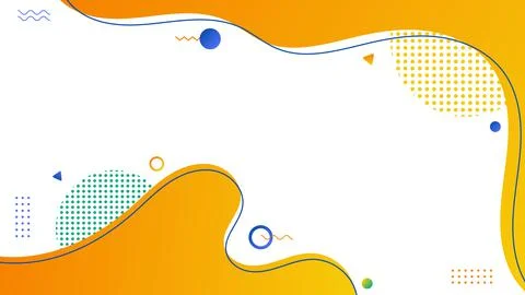 Abstract banner web template yellow liquid gradient shapes with geometric ele Stock Illustration